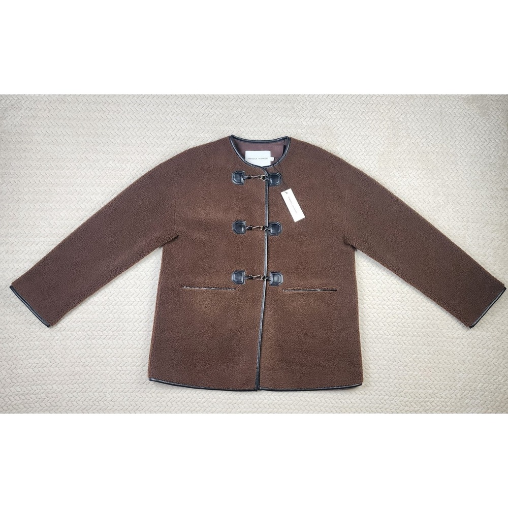Rebecca Minkoff Shearling Toggle Jacket Womens Small Chocolate Brown NWT $268